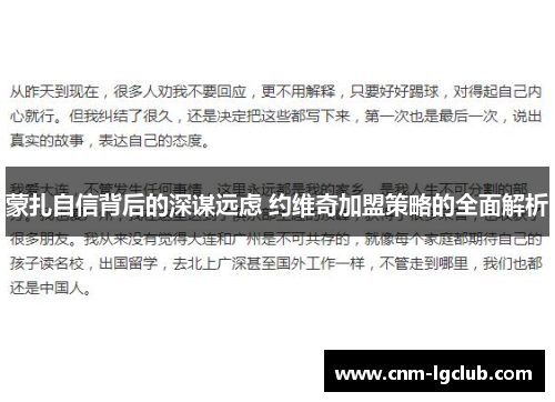 蒙扎自信背后的深谋远虑 约维奇加盟策略的全面解析